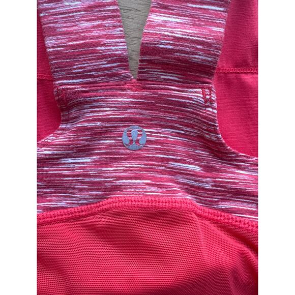 Lulumelon Women's 4 Pink Space Dye V-Neck Wrap Racerback Tank Activewear - Picture 2 of 6